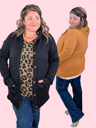 Brady Cable Knit Hooded Cardigan (2 Colors)