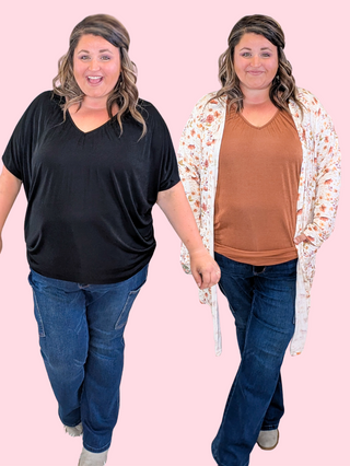 Lina Slinky Draped Short Sleeve Top