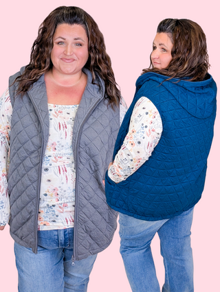 Lissa Premium Quilted Vest w/Hood (4 Colors)