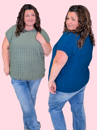 Tasha Short Sleeve Quilted Sweater