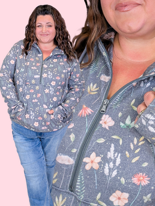 PHC Triple Stretch Halfzip Hoodie in Charcoal Wildflower