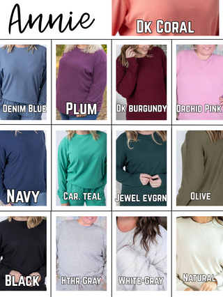 Annie Luxe Brushed Ribbed Pullovers in Solids (13 Colors)