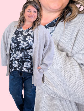 Dottie Slouchy Knit Cardigan w/Pockets in Gray