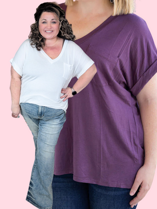 Pocketful of Perfect Vneck Tee w/Dolman Sleeve (10 colors)