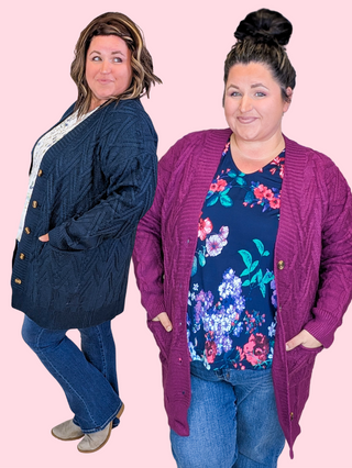 Brooke Textured Sweater Cardigan w/Oversized Buttons (4 Colors)
