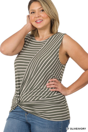 Kirra Knotted Front Striped Tank (many colors)
