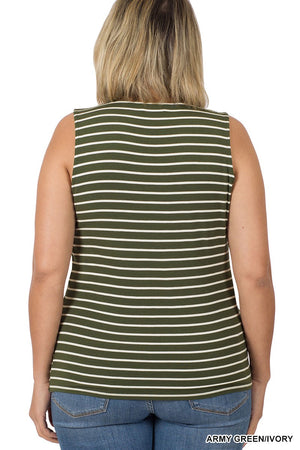 Kirra Knotted Front Striped Tank (many colors)