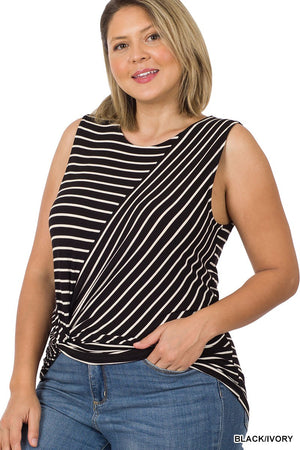 Kirra Knotted Front Striped Tank (many colors)