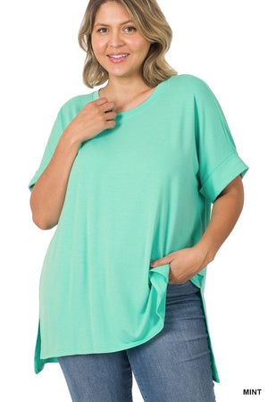 Randee Rolled Sleeve Side Slit Tee (many colors!)