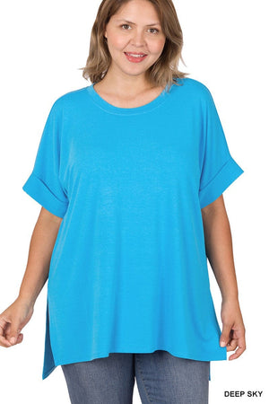 Randee Rolled Sleeve Side Slit Tee (many colors!)