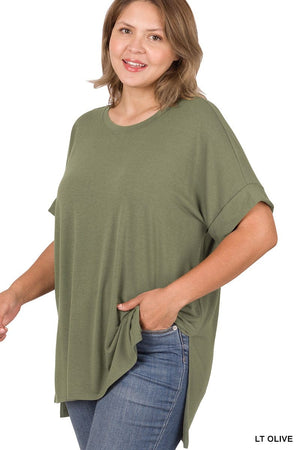 Randee Rolled Sleeve Side Slit Tee (many colors!)