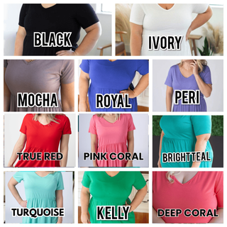 Marissa Short Sleeve Mini Ruffle Tee in Solids (11 colors)