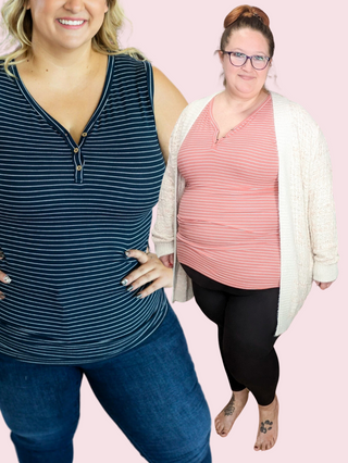 STRIPED TRIPLE STRETCH HENLEY TANKS (many colors!)