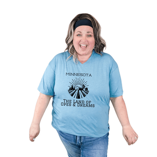 MINNESOTA Opes + Dreams V-Neck Graphic Tee-6- Graphic Tops-i love my freedom-Styled by Stacked - A Plus Size Women's Boutique in Lakeville, MN