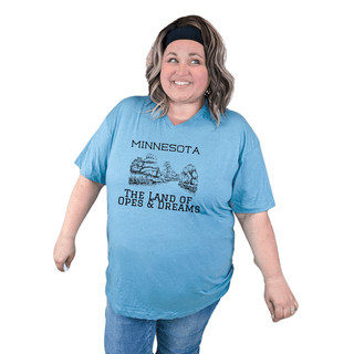 MINNESOTA Opes + Dreams V-Neck Graphic Tee-6- Graphic Tops-i love my freedom-Styled by Stacked - A Plus Size Women's Boutique in Lakeville, MN