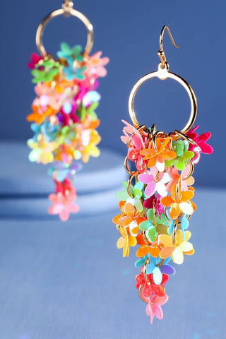 Falling Flowers Drop Hoop Earrings (3 Colors)-12- Accessories & Gifts-Urbanista-Styled by Stacked - A Plus Size Women's Boutique in Lakeville, MN