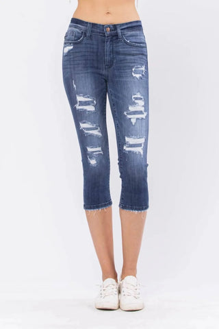 Judy Blue Patched Distressed Capri