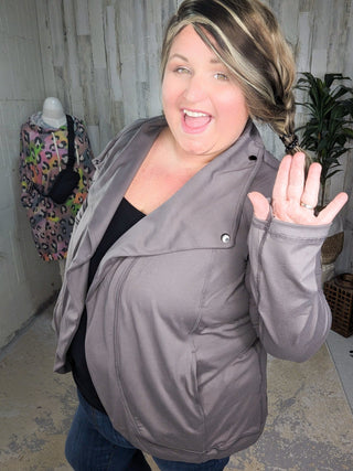 Abigail Athletic Asymmetrical Cardi Jacket (5 colors)-4- Overlayer Tops-rae mode-Styled by Stacked - A Plus Size Women's Boutique in Lakeville, MN