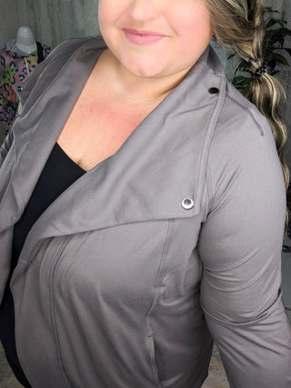 Abigail Athletic Asymmetrical Cardi Jacket (5 colors)-4- Overlayer Tops-rae mode-Styled by Stacked - A Plus Size Women's Boutique in Lakeville, MN