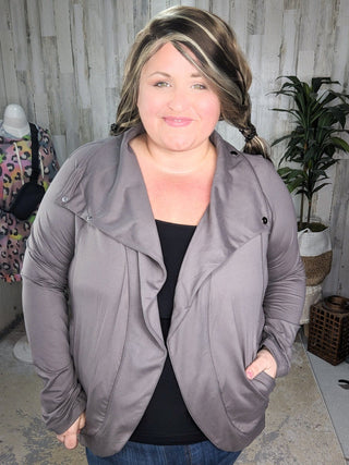 Abigail Athletic Asymmetrical Cardi Jacket (5 colors)-4- Overlayer Tops-rae mode-Styled by Stacked - A Plus Size Women's Boutique in Lakeville, MN