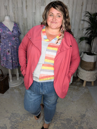 Abigail Athletic Asymmetrical Cardi Jacket (5 colors)-4- Overlayer Tops-rae mode-Styled by Stacked - A Plus Size Women's Boutique in Lakeville, MN
