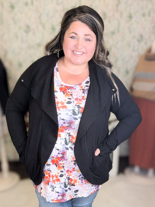 Abigail Athletic Asymmetrical Cardi Jacket (5 colors)-4- Overlayer Tops-rae mode-Styled by Stacked - A Plus Size Women's Boutique in Lakeville, MN