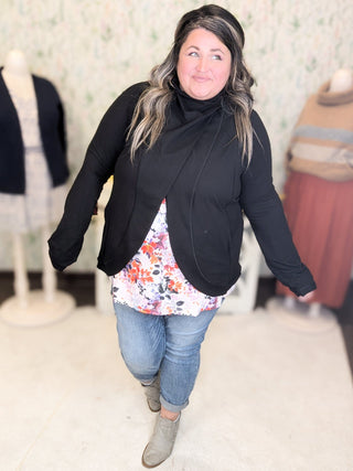 Abigail Athletic Asymmetrical Cardi Jacket (5 colors)-4- Overlayer Tops-rae mode-Styled by Stacked - A Plus Size Women's Boutique in Lakeville, MN