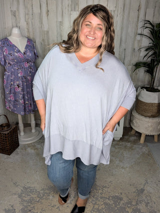 Adair Weekender Slouchy Mineral Wash Tunic (3 colors)-2- Long Sleeve Tops-WHITE BIRCH-Styled by Stacked - A Plus Size Women's Boutique in Lakeville, MN