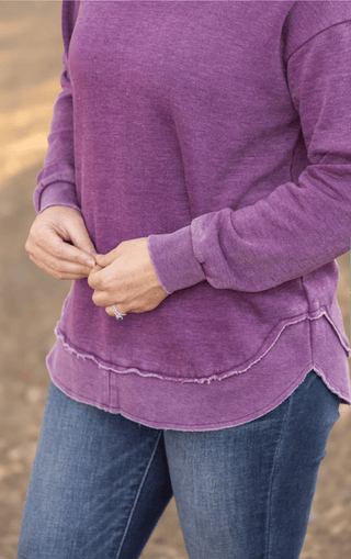 Addie Vintage Wash Scoop Bottom Pullover- SELECT SOLIDS-2- Long Sleeve Tops-Michelle Mae-Styled by Stacked - A Plus Size Women's Boutique in Lakeville, MN
