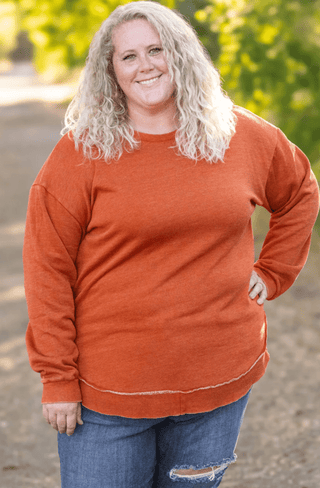 Addie Vintage Wash Scoop Bottom Pullover- SELECT SOLIDS-2- Long Sleeve Tops-Michelle Mae-Styled by Stacked - A Plus Size Women's Boutique in Lakeville, MN