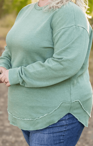 Addie Vintage Wash Scoop Bottom Pullover- SELECT SOLIDS-2- Long Sleeve Tops-Michelle Mae-Styled by Stacked - A Plus Size Women's Boutique in Lakeville, MN