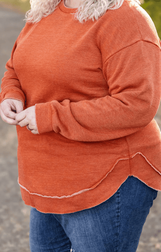 Addie Vintage Wash Scoop Bottom Pullover- SELECT SOLIDS-2- Long Sleeve Tops-Michelle Mae-Styled by Stacked - A Plus Size Women's Boutique in Lakeville, MN