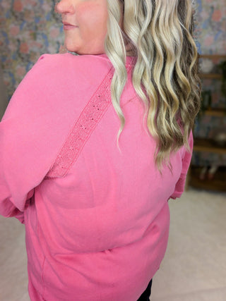Addison Vintage Wash Pullover w/Lace Accents (2 Colors)-2- Long Sleeve Tops-MICHELLE MAE-Styled by Stacked - A Plus Size Women's Boutique in Lakeville, MN
