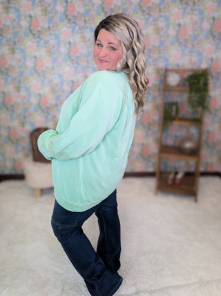 Addison Vintage Wash Pullover w/Lace Accents (2 Colors)-2- Long Sleeve Tops-MICHELLE MAE-Styled by Stacked - A Plus Size Women's Boutique in Lakeville, MN