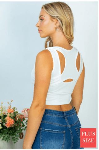 Adelaide Cutout Back Bralette/Brami (5 colors)-8- Legging/Lounge/Bralette-WHITE BIRCH-Styled by Stacked - A Plus Size Women's Boutique in Lakeville, MN