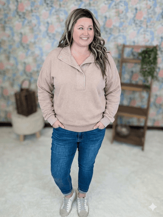 Adelaide Vintage Wash Half-Snap Pullover-MICHELLE MAE-Styled by Stacked - A Plus Size Women's Boutique in Lakeville, MN
