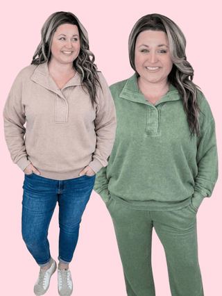 Adelaide Vintage Wash Half-Snap Pullover-MICHELLE MAE-Styled by Stacked - A Plus Size Women's Boutique in Lakeville, MN