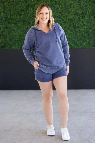 Adrielle Vintage Wash Scoop Bottom Pullover Hoodie-3- Hooded Tops-MICHELLE MAE-Styled by Stacked - A Plus Size Women's Boutique in Lakeville, MN