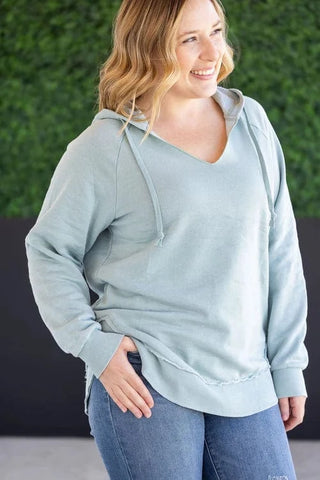 Adrielle Vintage Wash Scoop Bottom Pullover Hoodie-3- Hooded Tops-MICHELLE MAE-Styled by Stacked - A Plus Size Women's Boutique in Lakeville, MN