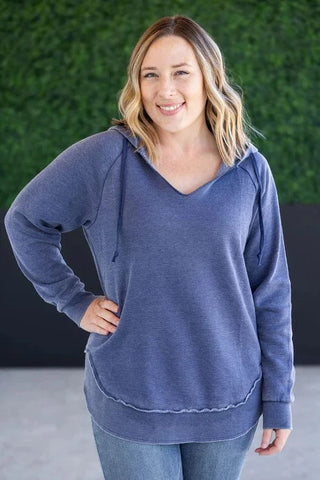 Adrielle Vintage Wash Scoop Bottom Pullover Hoodie-3- Hooded Tops-MICHELLE MAE-Styled by Stacked - A Plus Size Women's Boutique in Lakeville, MN