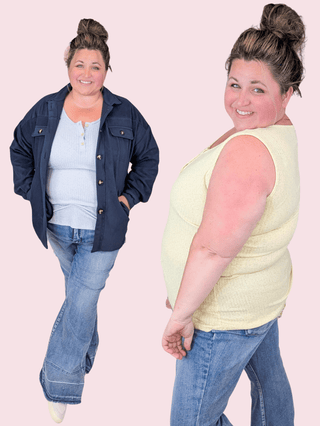Agnes Ribbed Henley Tank in Heathered Solids-1- ShortSlv/Slvless Tops-WHITE BIRCH-Styled by Stacked - A Plus Size Women's Boutique in Lakeville, MN