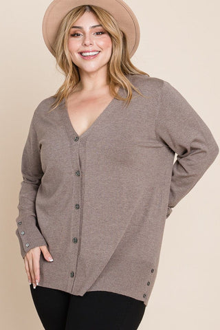 Aiden Cashmere Soft Cardigan w/Button Details (2 colors)-4- Overlayer Tops-EMERALD-Styled by Stacked - A Plus Size Women's Boutique in Lakeville, MN