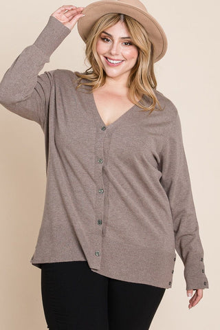 Aiden Cashmere Soft Cardigan w/Button Details (2 colors)-4- Overlayer Tops-EMERALD-Styled by Stacked - A Plus Size Women's Boutique in Lakeville, MN
