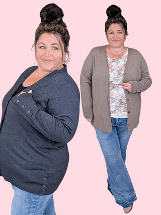 4- Overlayer Tops Aiden Cashmere Soft Cardigan w/Button Details (2 colors) plus size clothing