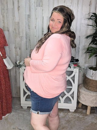 Ainsley 3/4 Sleeve Babydoll in Solids (3 Colors)-2- Long Sleeve Tops-Michelle Mae-Styled by Stacked - A Plus Size Women's Boutique in Lakeville, MN
