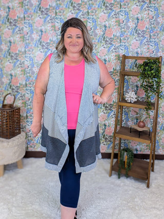 4- Overlayer Tops Aislinn Vest Cardigan in Stripes + Colorblock (5 Colors) plus size clothing