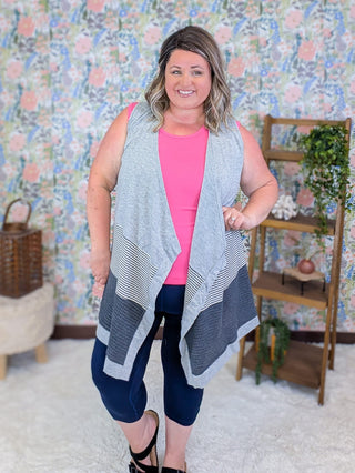 4- Overlayer Tops Aislinn Vest Cardigan in Stripes + Colorblock (5 Colors) plus size clothing