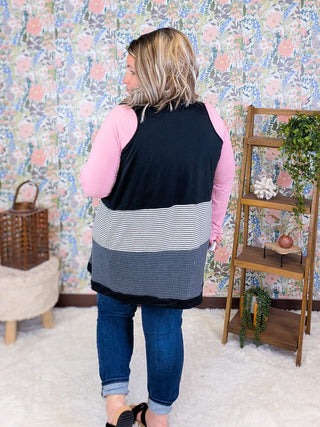 4- Overlayer Tops Aislinn Vest Cardigan in Stripes + Colorblock (5 Colors) plus size clothing