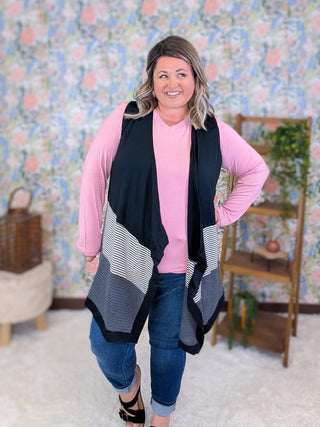 4- Overlayer Tops Aislinn Vest Cardigan in Stripes + Colorblock (5 Colors) plus size clothing