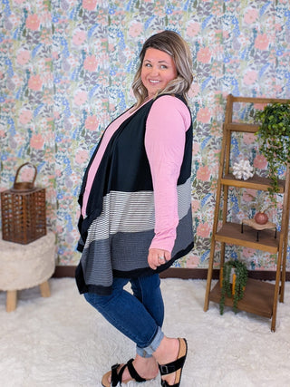 4- Overlayer Tops Aislinn Vest Cardigan in Stripes + Colorblock (5 Colors) plus size clothing
